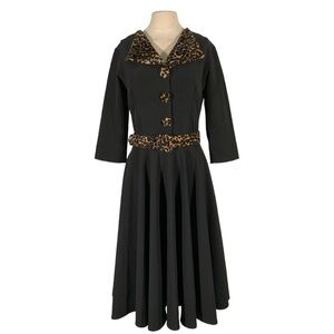 British Retro Rockabilly Midi Swing Dress Size 8